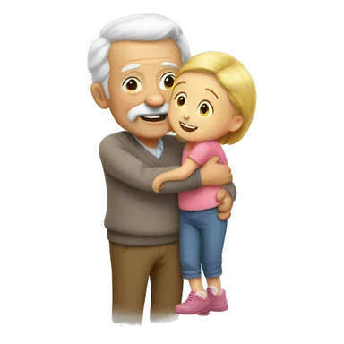 Grandpa huggings with little girl sticker