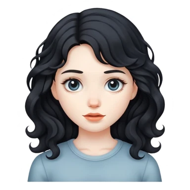 girl with black wavy hair  sticker