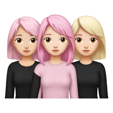 Girlfriend emoji - 5 white girlfriends, 1 with pale pink hair, 2 with black hair, 1 with medium blonde hair  sticker