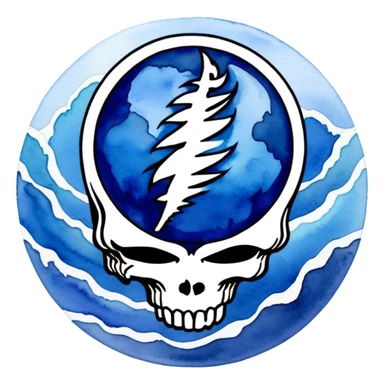Ocean themed Grateful Dead, steal your face sticker