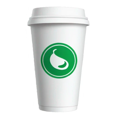 White take away coffee slip with green logo sticker