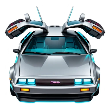futuristic DeLorean car with glowing Tron-inspired lines sticker