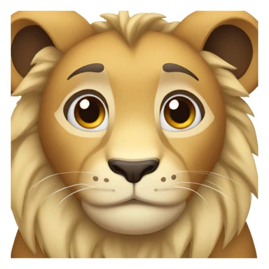 lion cub with dark brown eyes and little brown mane looking surprised sticker