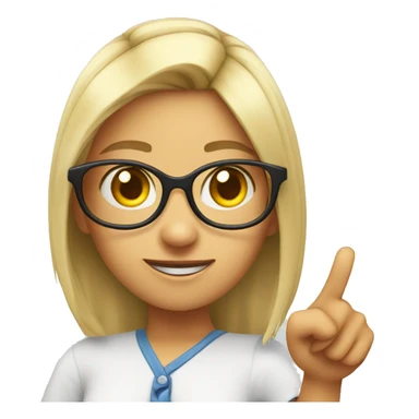 Girl nerd emoji with finger pointing up  sticker