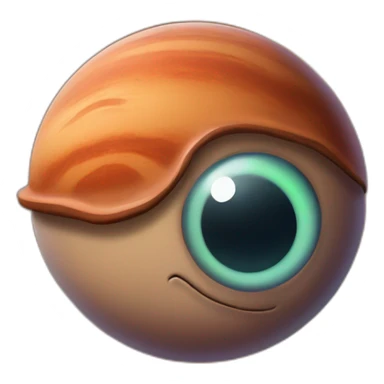 planet Mars with a cartoon snail face with raised eyebrow sticker