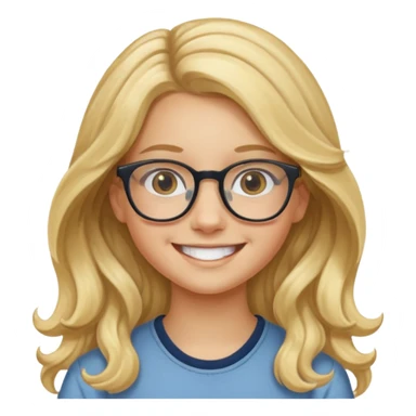 Fille 13 ans qui a des cheveux long et blond et wavy avec des lunettes sticker