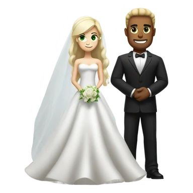 Black bread strong man wedding with blode woman green eye sticker