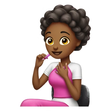 Girl getting a manicure at nail salon sticker