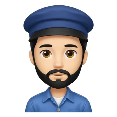 generate a fair pretty bratz boy wearing a dark blue cap and  button up shirt. Handsome

bearded and handsome

hair black long sticker