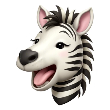 Cinematic Cute Yawning Zebra Portrait Emoji, Head tilted slightly with a dramatic, wide-open yawn, showcasing a soft, downy striped fur with gently drooping ears, a long, elegant equine snout, and round eyes barely open in drowsy contentment, Simplified yet irresistibly adorable features, highly detailed, glowing with a soft, cozy glow, high shine, relaxed yet expressive, stylized with a touch of savannah charm, bright and endearing, soft glowing outline, capturing the essence of a sleepy yet affectionate zebra that feels like it could stretch out of the screen and curl up for a nap! sticker