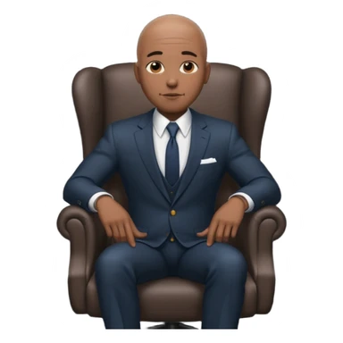 Black man, bald, in a suit, sitting on a chair  sticker