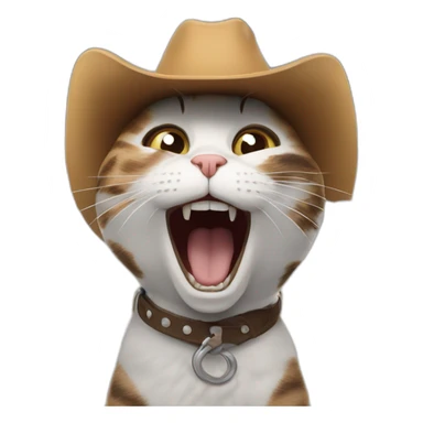 yeehaw cat screaming into the clouds sticker