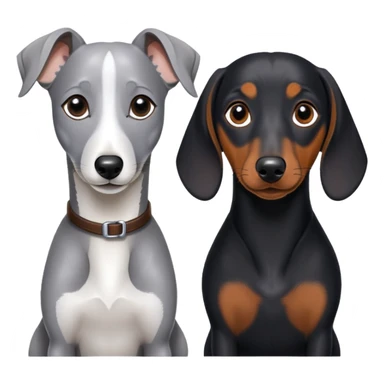 Grey Whippet and a black Dashaund  sticker