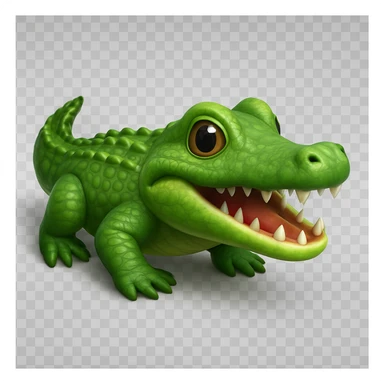 3D photorealistic crocodile emoji with lifelike appearance sticker