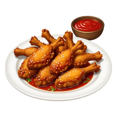plate of spicy chicken wings with red sauce and chili flakes sticker