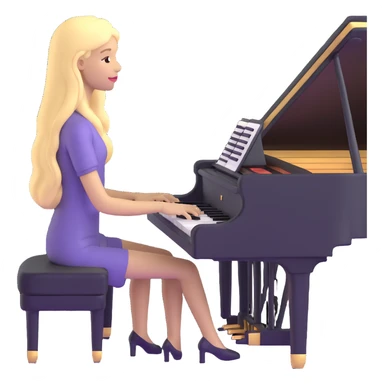woman with long blonde hair playing the piano sticker