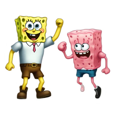 spongebob and patrick fighting sticker
