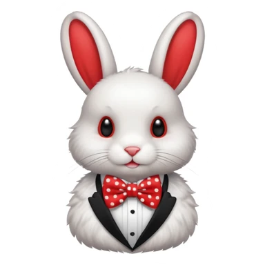 Fluffy rabbit with polka-dot bow tie sticker
