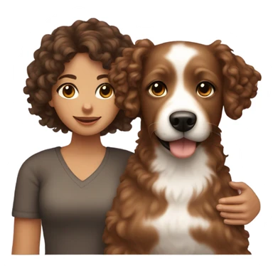 curly hair girl with brown eyes and brown hair with yorkshire dog sticker