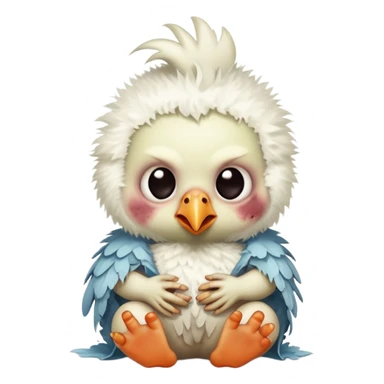 baby zombie on a tiny white chicken sticker