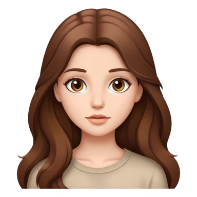 brown long hair girl with soft makeup sticker