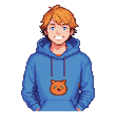 Mr. Beast, blue hoodie, cheerful expression sticker