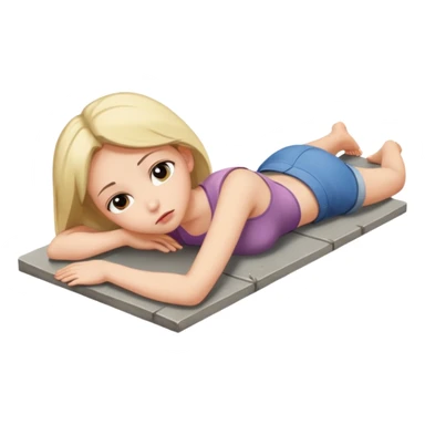 Girl laying on her back on concrete contemplating something serious  sticker