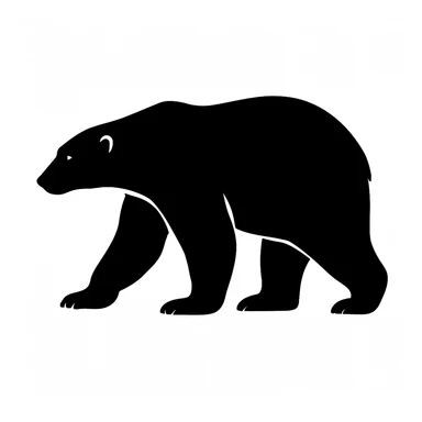 Polar bear black silhouette white background sticker