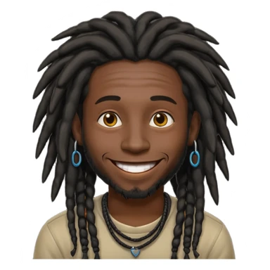 man with dreadlocks and black skin sticker