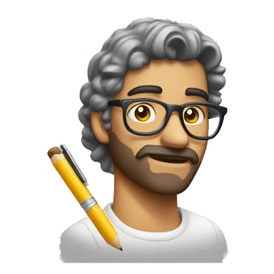 Artista sosteniendo un boligrafo blanco sticker