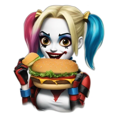 harley quinn in suicide squad eat a burger at Macdonnald sticker