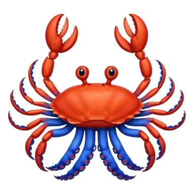 a red crab with two claws and a blue octopus are friends sticker