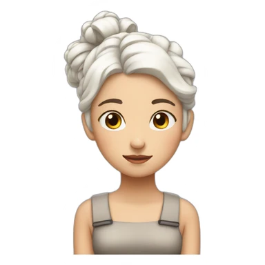 tired girl with white hair in two buns sticker