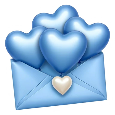 dark blue love letter in pastel blue and perl metallic heart-shaped balloons sticker