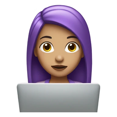 purple hair woman facing forward laptop white skin sticker
