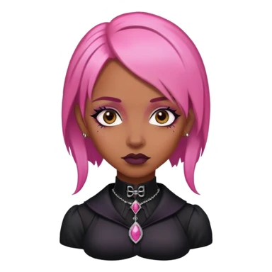 Gothic woman brown skin and pink hair  sticker