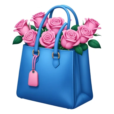 A blue bag full of rose that's colored pink sticker