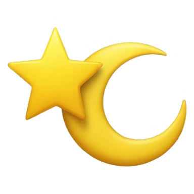 yellow star hanging from end of yellow crescent moon sticker