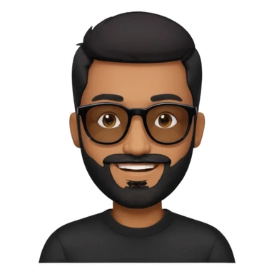 Indian man with  black hair and beard and black sunglasses and black jumper sticker