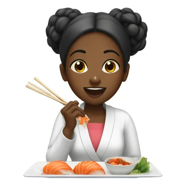 Black girl eating sushu sticker
