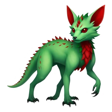 Cool Edgy Green Red ethereal badass Fionbri-Vernid-Trico-animal-creature full body sticker