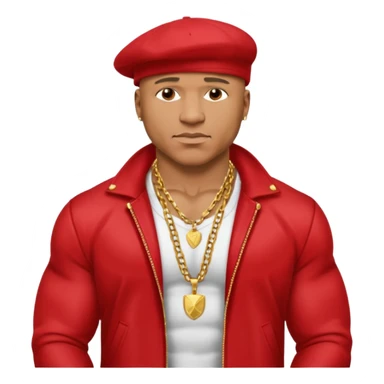 LL Cool J shirtless with necklace, red jacket sticker