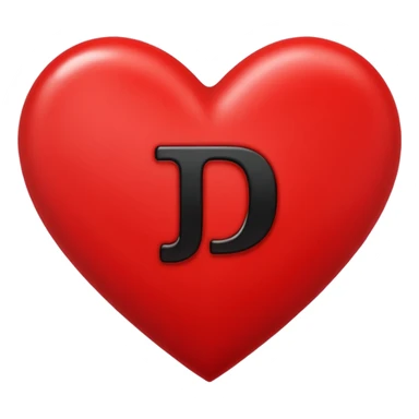 Un corazón grande rojo con la letra" J" en negra y en  mayúscula y en el centro  sticker