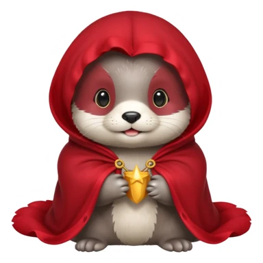 baby grey otter, in magic red cloak sticker