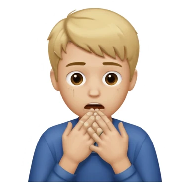 boy with dirty blonde hair choking himself with two hands sticker