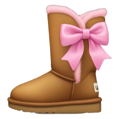 Light brown Ugg boot with pink bow on the back  sticker