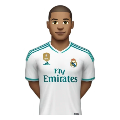 Mbappé with Real Madrid jersey  sticker