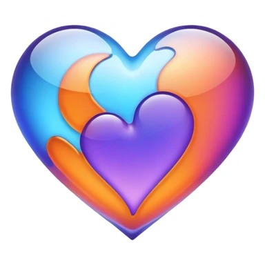 glowing matte orange purple blue transparent heart sticker