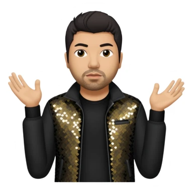 Chino Moreno from Deftones with dark brown hair, light skin, black sequin outfit sticker
