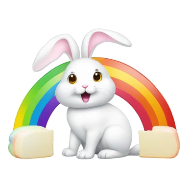 Cute bunny eating rainbow sticker